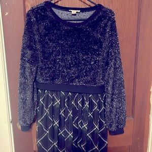 Navy Blue Plaid Dress